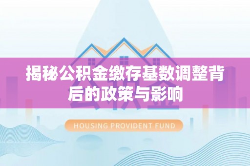 爱辉揭秘公积金缴存基数调整背后的政策与影响