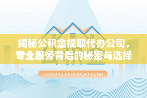 爱辉揭秘公积金提取代办公司，专业服务背后的秘密与选择指南